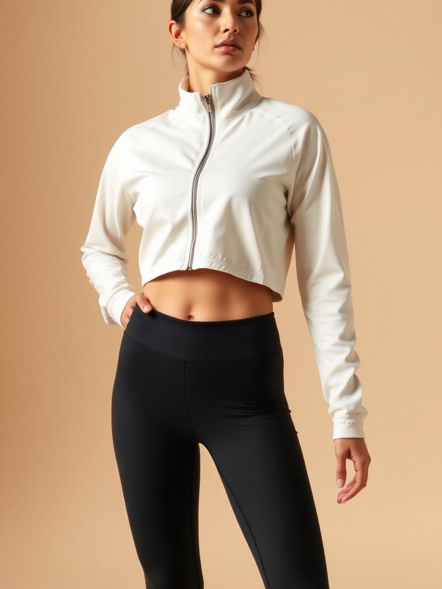 Aura Motion Zip Jacket in Cream by Auralush Wear